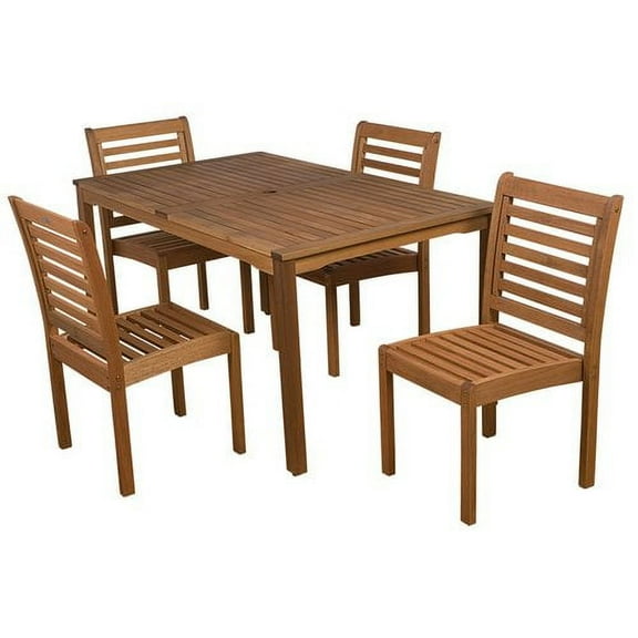 International Home Eucalyptus 5 Piece Wood Patio Dining Set