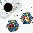 thumbnail image 4 of Junzan Vehicles Cartoon with Funny Drivers Print Coasters for Drinks - Leather Coasters Set of 4 for Coffee Table for Housewarming/Kitchen/Bar/Decor -Hexagon, 4 of 6