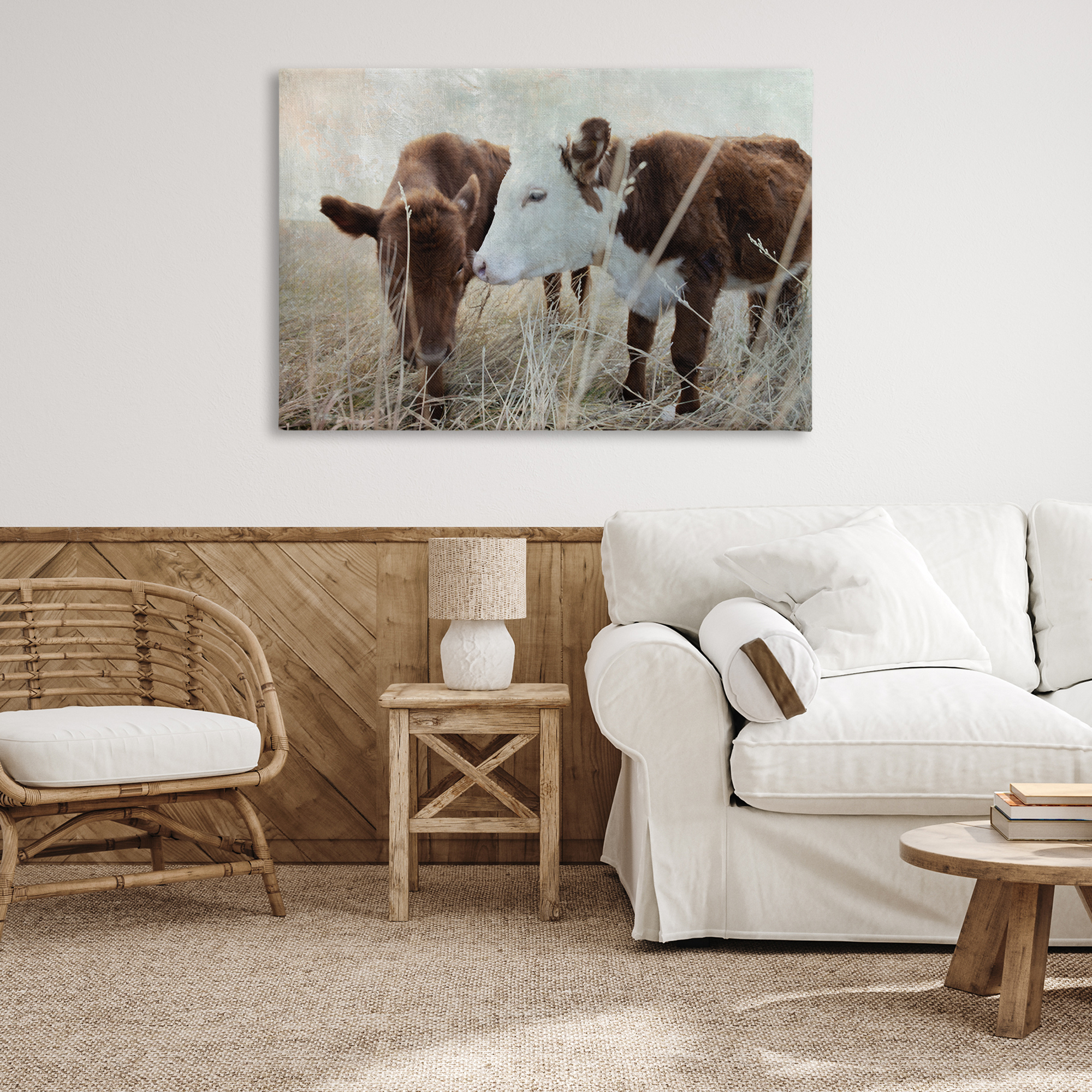 Stupell Industries Baby Calf Pair in Grass Animals & Insects Photography Gallery Wrapped Canvas Art Print Wall Art, 45 x 30