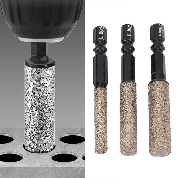 Glass Drill Bit, Dry Drilling And Grinding Multifunctional 3PCS Set Efficient Versatile Tile Drill Bit for Home Renovation