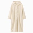 thumbnail image 2 of Ghalytn Womens Waffle Knit Hooded Robe Button Front Long Mid Calf House Coat Loungewear, 2 of 8