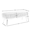 thumbnail image 3 of 47" Faux Fur Plush Ottoman Bench, Modern Fluffy Upholstered Rectangular Bench Footstool with Golden Metal Legs, Cute Vanity Chair Makeup Chair for Entryway Living Room Bedroom, Grey, 3 of 7