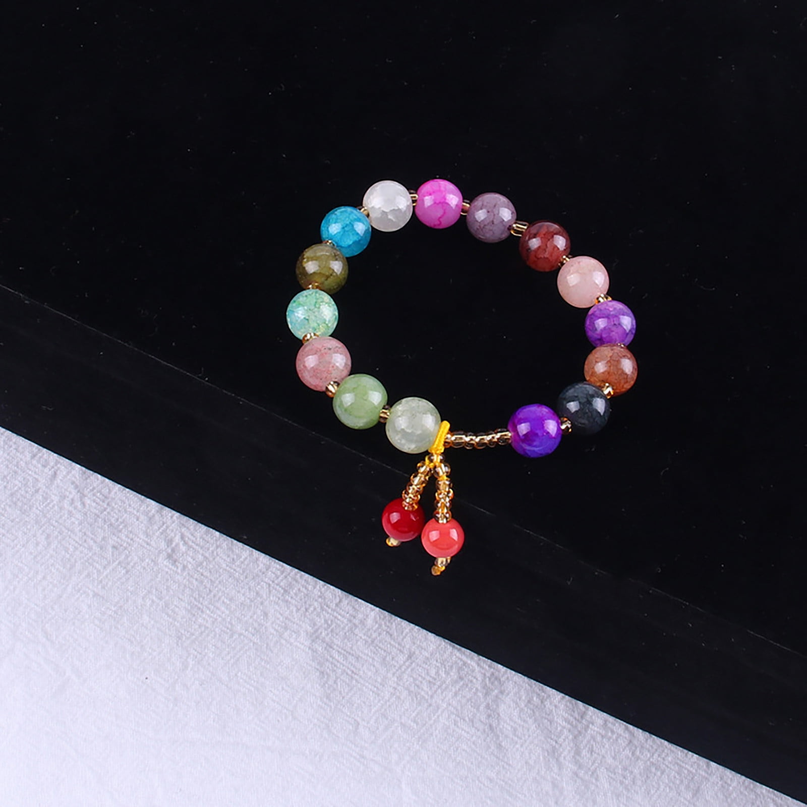 Unisex Multi Color Rainbow Crystal Balls 12mm Beads Adjustable