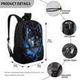 thumbnail image 5 of Binienty Blue Flame Wolf 17 Inch School Bookbag for Kids Lightweight Student Backpack With Padded Laptop Compartment Side Mesh Pockets for Primary Middle School Daily Use Travel, 5 of 6