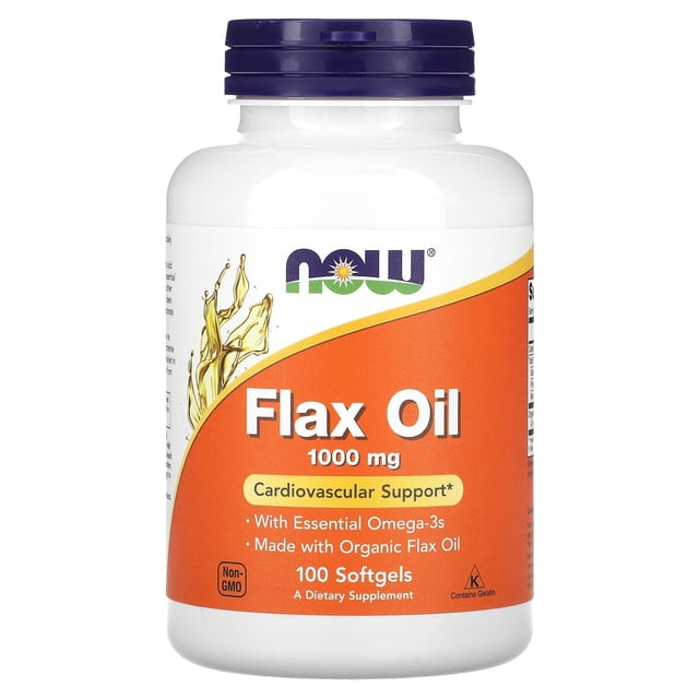 NOW Foods, Aceite de lino, 1000 mg, 100 cápsulas blandas