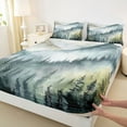 thumbnail image 3 of Manfei Smoky Jungle 4 Pieces Queen Sheet Sets for Female Men Women,Woodland Tree Ultra Soft Flat Sheet,Botanical Plants Queen Fitted Sheet,Ultra Soft Home Decor, 3 of 7