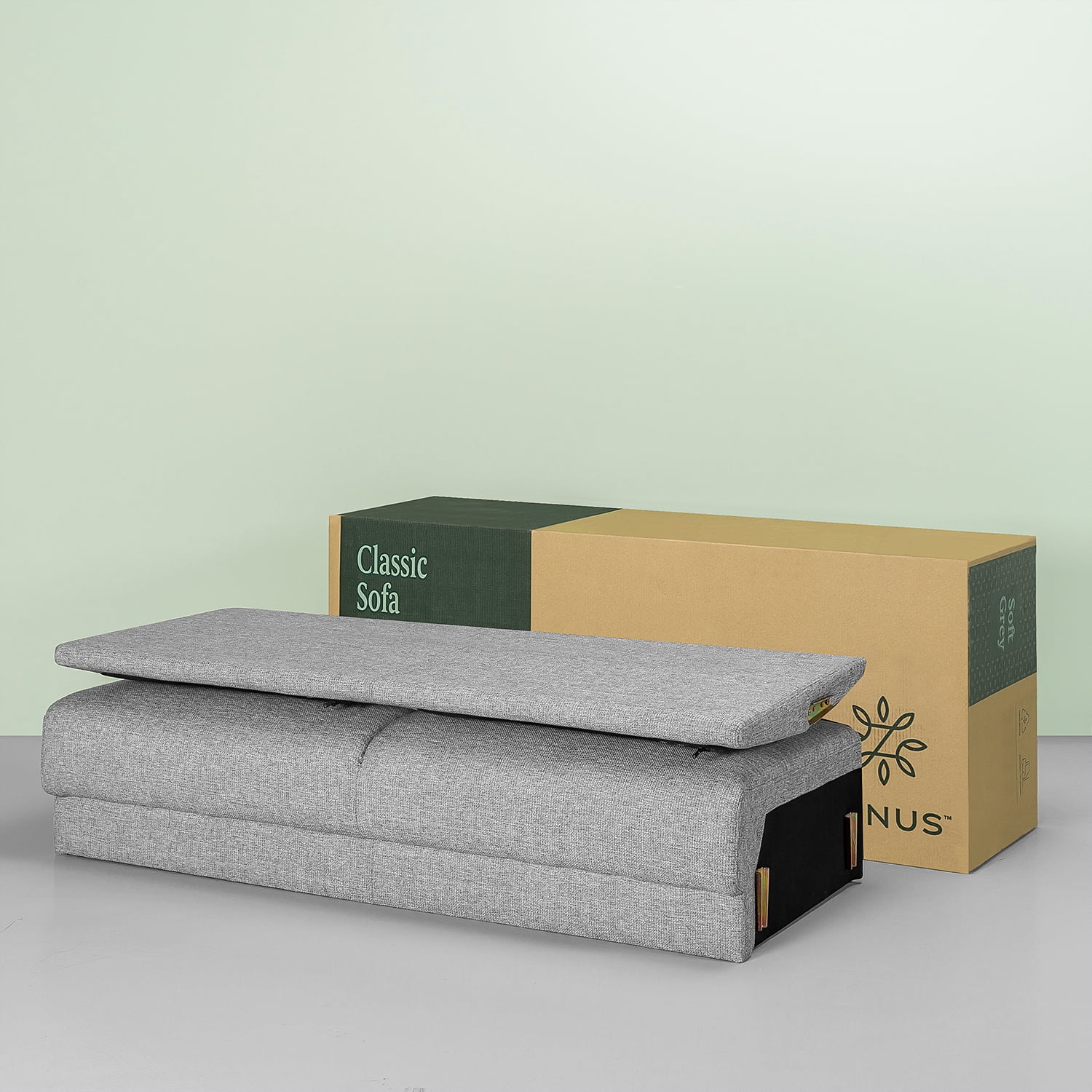 Zinus Jackie Indoor Fabric Sofa Couch, Soft Grey