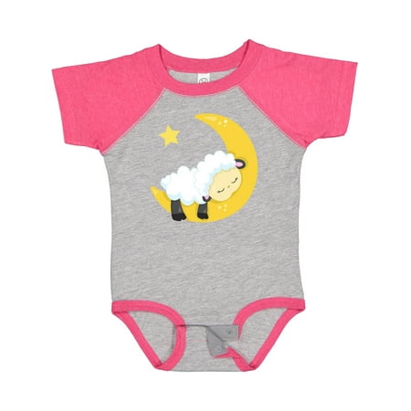 

Inktastic Cute Sheep Sleeping Sheep Moon Stars Sleepy Gift Baby Boy or Baby Girl Bodysuit