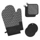 thumbnail image 1 of Oven Gloves Set Pot Holder Glove Heat Resistant 300c Oven Gloves Black Silicone And Cotton Non-sli, 1 of 5