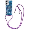 thumbnail image 5 of for Xiaomi Poco F5 5G Clear Case with Crossbody Lanyard, Glitter Sparkly Bling Quicksand with Detachable Adjustable Shoulder Neck Strap Cover Cases for Xiaomi Poco F5 5G QKG Blue, 5 of 14