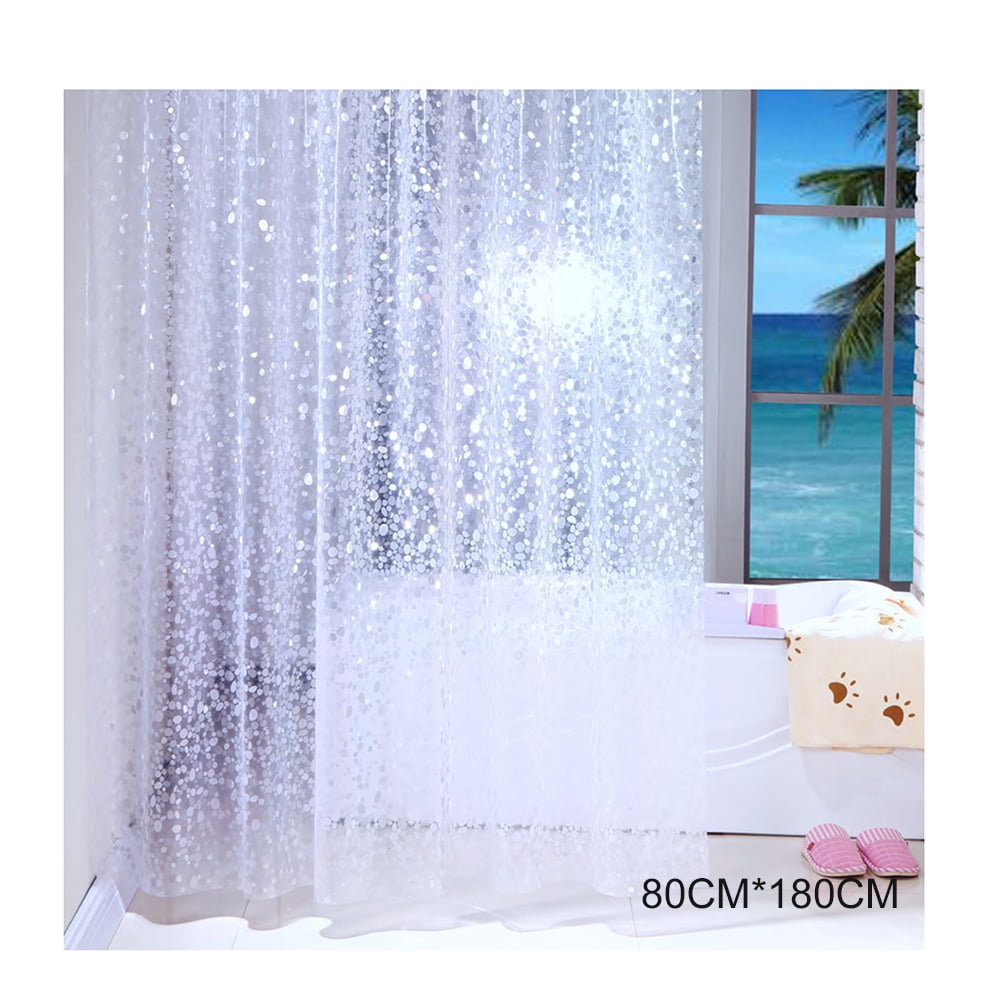Semi-Transparent Waterproof Shower Cobblestone Pattern Shower Curtains 
