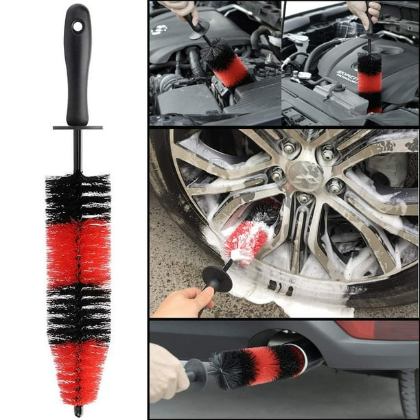 7pcs Wheel Tire Brush Car Detailing Kit Soft Wheel Brushcar Wash Kit  Color:red 