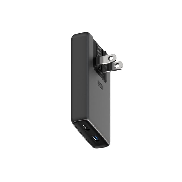 Adaptador de corriente NOMAD Slim Carbide de 65 W con dos puertos USB C