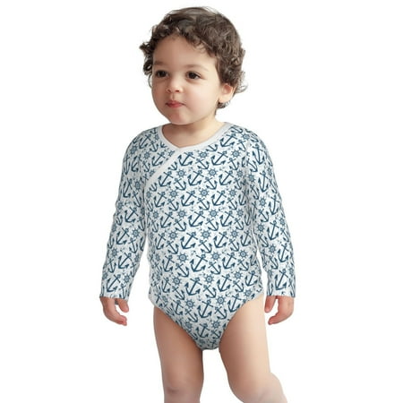 

Fotbe Nautical Theme Anchors Pattern Unisex-baby Long-sleeve Bodysuit Long Sleeve Bodysuits One-piece 100% Organic Cotton for Infant Baby Boys Unisex-18 Months