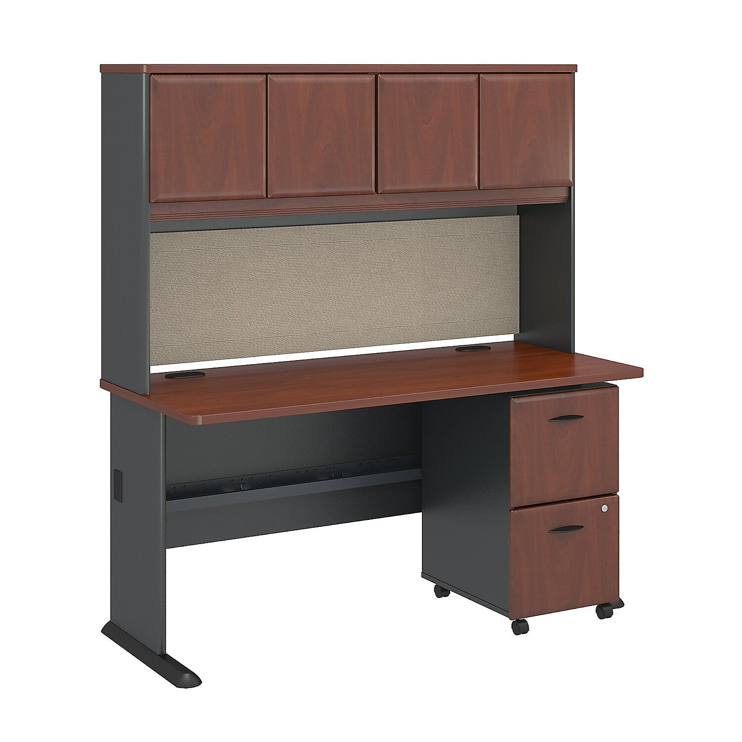 Bush Business Furniture Cubix 60W x 27D Desk w/Hutch 2 Drawer Mobile