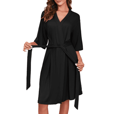 Oudiya Women's Short Robes Lightweight Kimono Bathrobes Knit Soft Sleepwear with Pockets, S-XXL