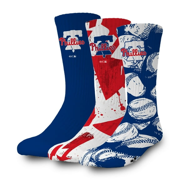 ISlide Philadelphia Phillies Three-Pack Lifestyle Crew Socks Set