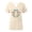 Beige, variant on Trendfront Womens Bull Skull T Shirts V Neck Short Sleeve Relaxed Fit Western Graphic Tops Ruffled sleeves Retro Aesthetic Pullover Clothing