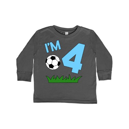 

Inktastic I m Four! fourth birthday soccer Gift Toddler Boy or Toddler Girl Long Sleeve T-Shirt