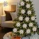thumbnail image 1 of Flor de Pascua artificial con purpurina navideña de 32 cm, adorno navideño de tela con rosas blancas | Adorno para árbol festivo, ideal para fiestas, hogar, bodas, regalos, 1 of 6