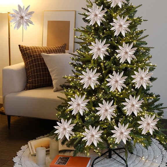 Nilvkv Artificial Christmas Glitter Flower Christmas Tree Flower Decoration Vase Decoration Home Wedding Party Decorations Gifts, Christmas Gifts