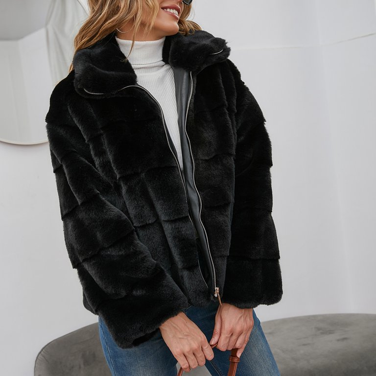 Ladies Winter Thermal Jacket Faux Jacket Thermal Faux Fur Jacket