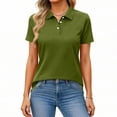 thumbnail image 3 of Bbyeadc Women's Golf Shirt Short Sleeve Collared Golf T-Shirt Button Golf Shirt Athletic Summer Shirt with Chest Pocket,Army Green(XXXL), 3 of 6