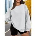 thumbnail image 6 of Women Oversized Sweatshirts Hoodie Fleece Crew Neck Long Sleeve Sweaters Comfy Fall Fashion Outfits Light Grey XXL, 6 of 9