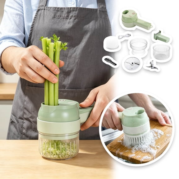 5 in 1 Electric Vegetable Chopper, Smart Kitchen Appliances, Mini Handheld Food Processor Set, Electric Vegetable Cutter with Egg Beater and Clean Brush