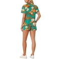 thumbnail image 3 of Women Hawaiian Sets 2 Pieces Floral Button Down Shirt and Shorts Tropical Vacation Beach Casual Outfits 2025 S Turquoise, 3 of 6