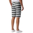 thumbnail image 3 of INSPIRE CHIC Argyle Pattern Shorts for Men's Regular Fit Flat Front Contrasting Colors Shorts 34 Black, 3 of 5