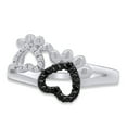 thumbnail image 2 of AFFY Round White & Black Natural Diamond Paw Print Promise Ring 14K White Gold Over Sterling Silver, 2 of 9