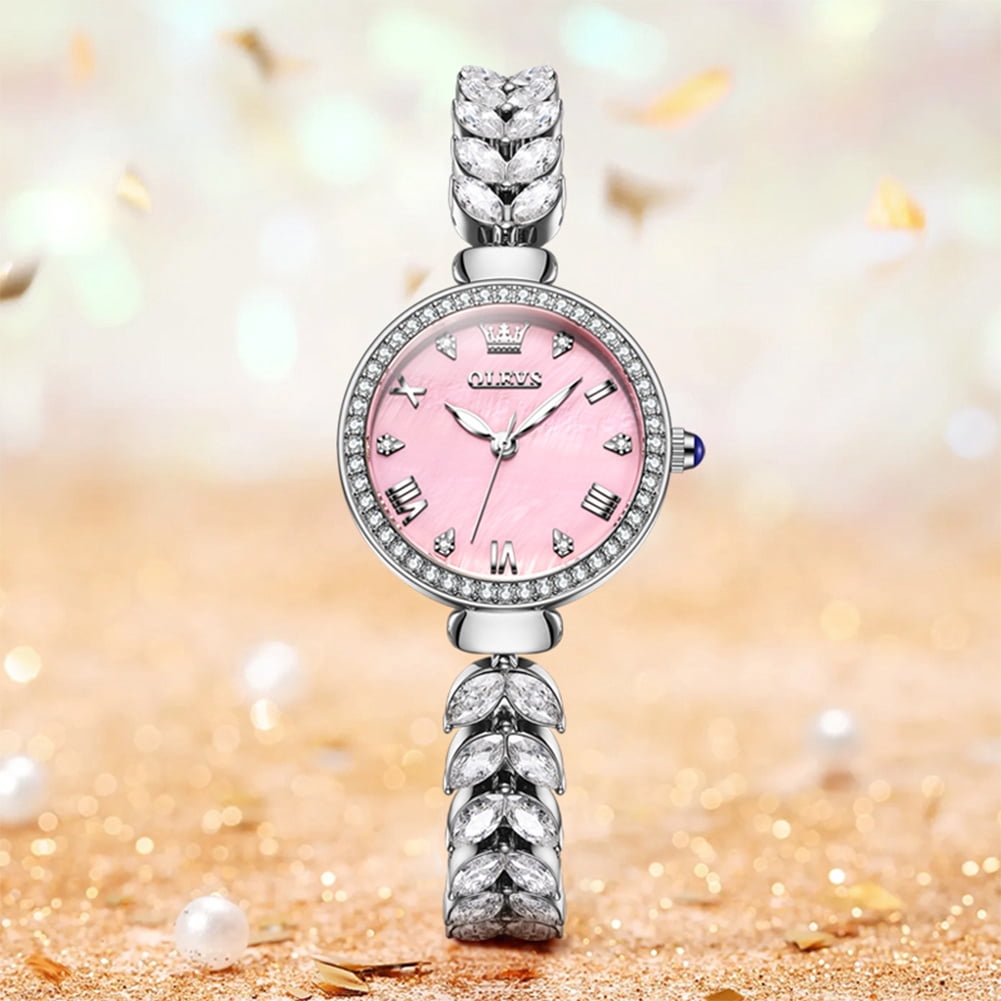 OLEVS Watches for Women Fashion Dress Analog Quartz Rose Gold Plated Stainless Steel Waterproof Luminous Luxury Ladies Watches Women Wrist Watches Gift Relojes para Mujer Pink/Purple/Green/Blue