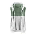 thumbnail image 4 of Plus Size Oversized Vest Womens Fleece Warm Hooded Vest Color Block Sleeveless Zip Up Jacket with Pockets Womens Fall Winter Warm Outerwear, 4 of 5