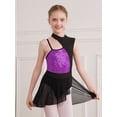 thumbnail image 4 of YiZYiF Kids Girls Ballet Leotard Contemporary Dance Costume Asymmetrical Modern Jazz Dance Dress Purple 12, 4 of 7