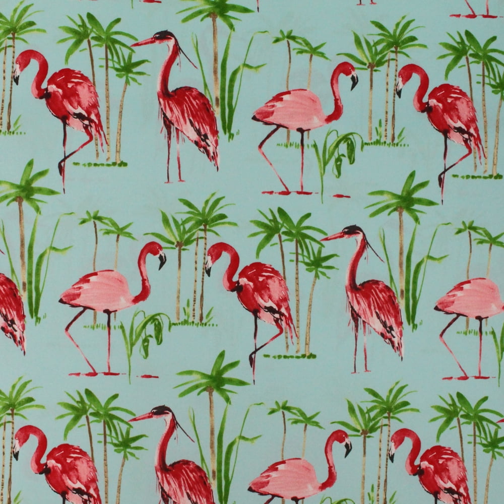 Berkshire Home 100% Polyester 54' Indoor/Outdoor Flamingo Aqua Fabric, By the Yard