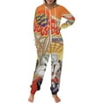 thumbnail image 2 of Looney Tunes Bugs Bunny Men's Hooded Jumpsuit - Zip Up One Piece Pajamas Soft Cozy Winter Warm Plush Loungewear, 2 of 8