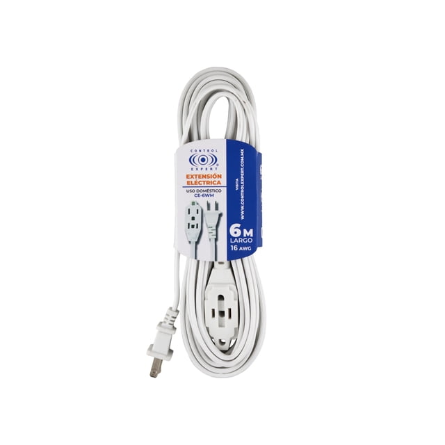 Extensión Eléctrica Hogar Y Oficina 6 Metros Color Blanco