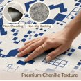thumbnail image 6 of ODIKA 3'x5' Navy White Geometric Modern Design Washable Throw Rug Intricate Abstract Pattern with Squares Stain Resistant, Low Profile, Non-Slip for Entryway, Kitchen, Mudroom, 6 of 7