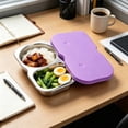 thumbnail image 2 of Leodye 1PCS Stainless Steel Bento Box with Silicone Leakproof Lid, Reusable Food Container, Meal Prep Lunch Box for office and Travel Carry - 5.51 x 3.34 x 1.37 in, 2 of 6