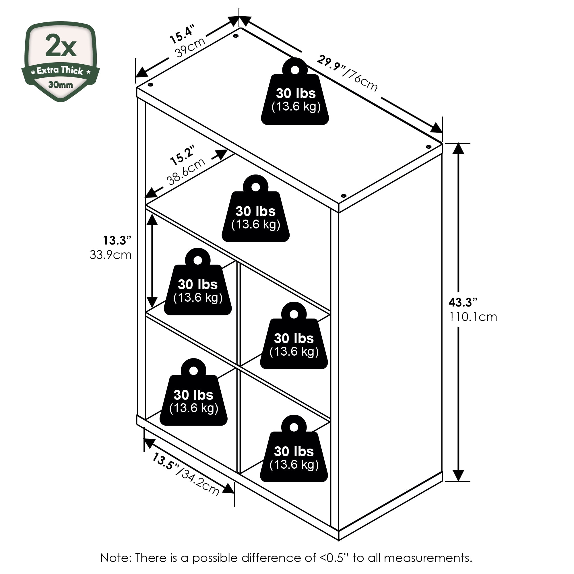 Furinno CUBICLE Closed Back Storage Organizer 5-Cube in Dark Oak
