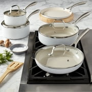 Denmark Tools for Cooks 10 Piece Monaco Nonstick Aluminum Cookware Pots Pans Set, White