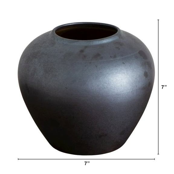 Nearly Natural 7in. Black Round Urn Vase