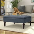 thumbnail image 3 of ABBLE 33.8 in. Denim Blue Fabric Upholstered  Button - Tufted Square Storage Ottoman in Traditional Style, 3 of 7