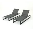 thumbnail image 4 of Nelson Outdoor Aluminum Framed Chaise Lounge with Grey Mesh Body, Set of 2, Black Finish, 4 of 9