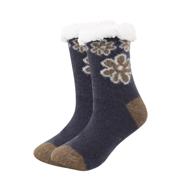 HAiming Women Men Winter Crew Socks Fuzzy Color Block Graphic Soft Comfy Thickened Warm Sleeping Home Crew Sock