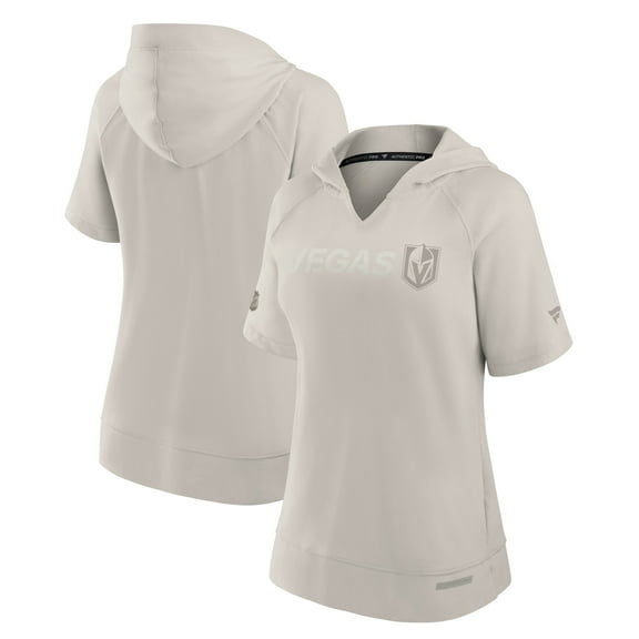 Women's Fanatics Cream Vegas Golden Knights Authentic Pro Road Fashion V-Neck Hoodie T-Shirt