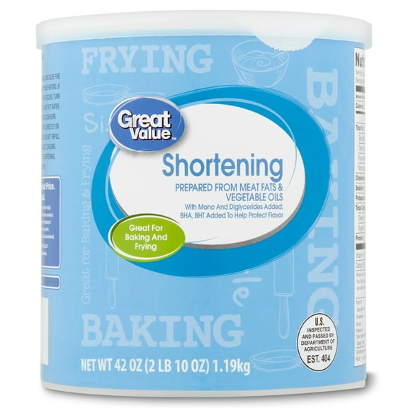 Great Value, Prepared from Meat Fats & Vegetable, Shortening, 42 oz Can