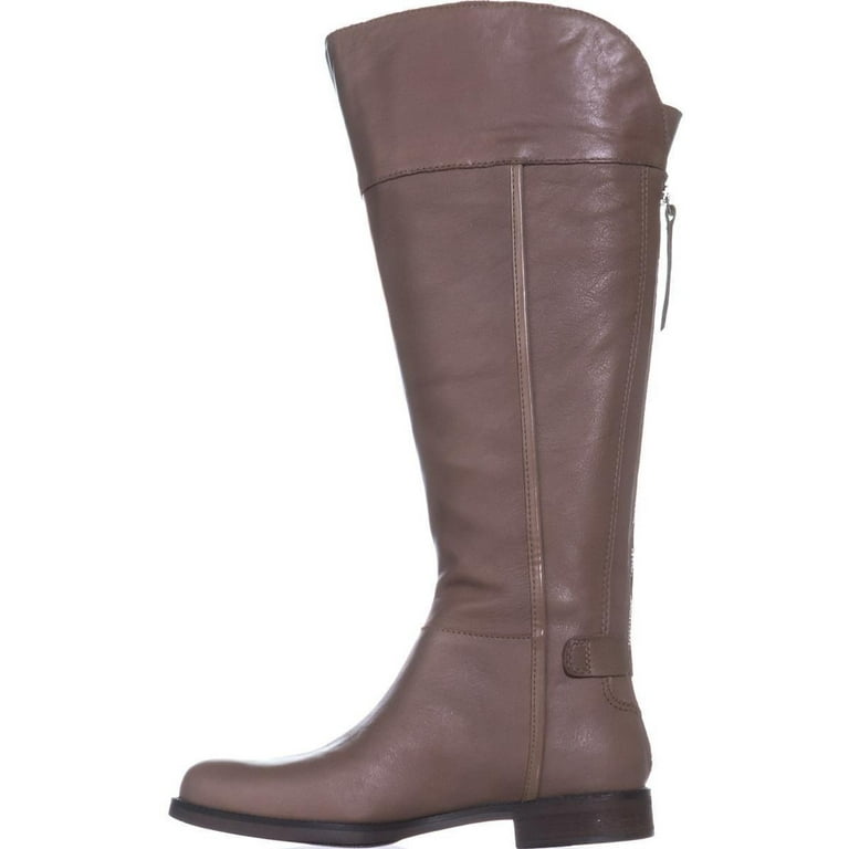 Womens Franco Sarto Christine Wide Calf Riding Boots Taupe Leather Walmart