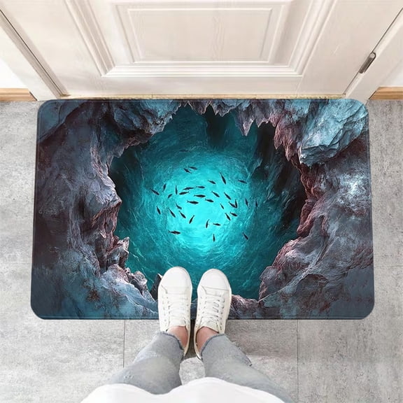 Uuiauoio Optical Illusion Rug, 3D Rugs Optical Illusion Non-Slip Visual Trap Floor Mat for Indoor and Outdoor Use, Ideal for Doorway, Living Room, Bedroom and Porch Decor